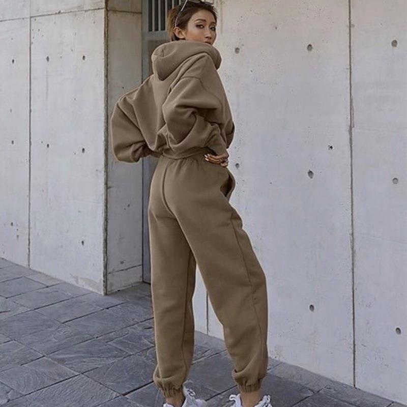 New Style Autumn And Winter Women's New Casual Hoodie Coat Sports Suit -