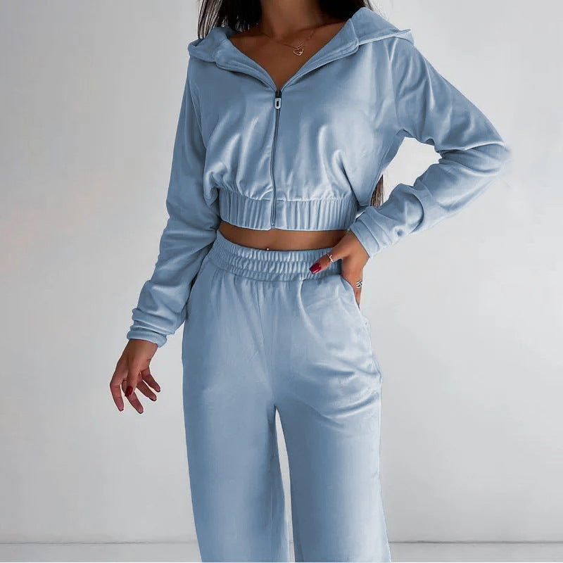 European Hat Casual Sweatshirt Outfit Two-piece Set -
