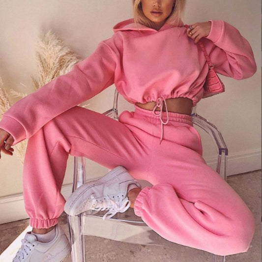 Jogging Suits For Women 2 Piece Sweatsuits Tracksuits Sexy Long Sleeve HoodieCasual Fitness Sportswear -