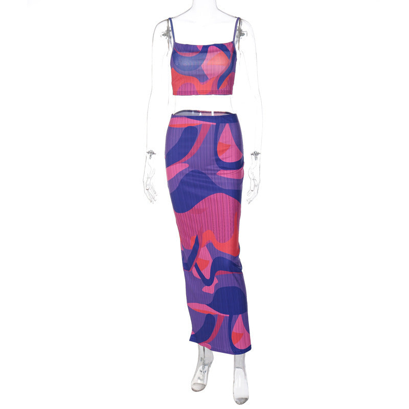 Women's Fashion Printing Bandeau Sling Suit -