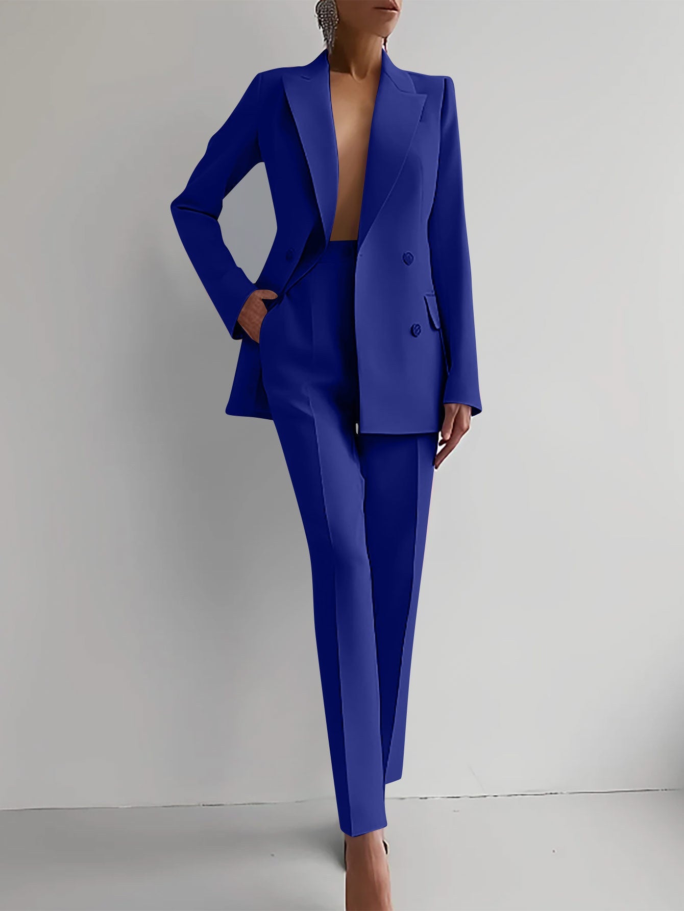 Casual Suits Fashion Long Sleeve Single-breasted Jacket Top And Slim Fit Trousers Women's Business Suits -