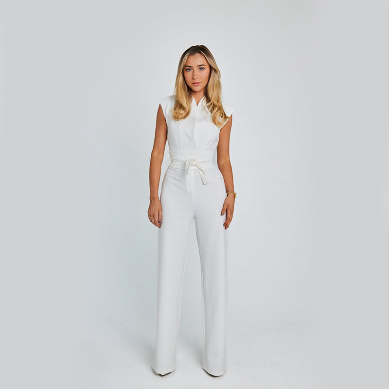 Combinație Elegantă Vară - Sleeveless, Pantaloni Fluizi, Overalls Casual -