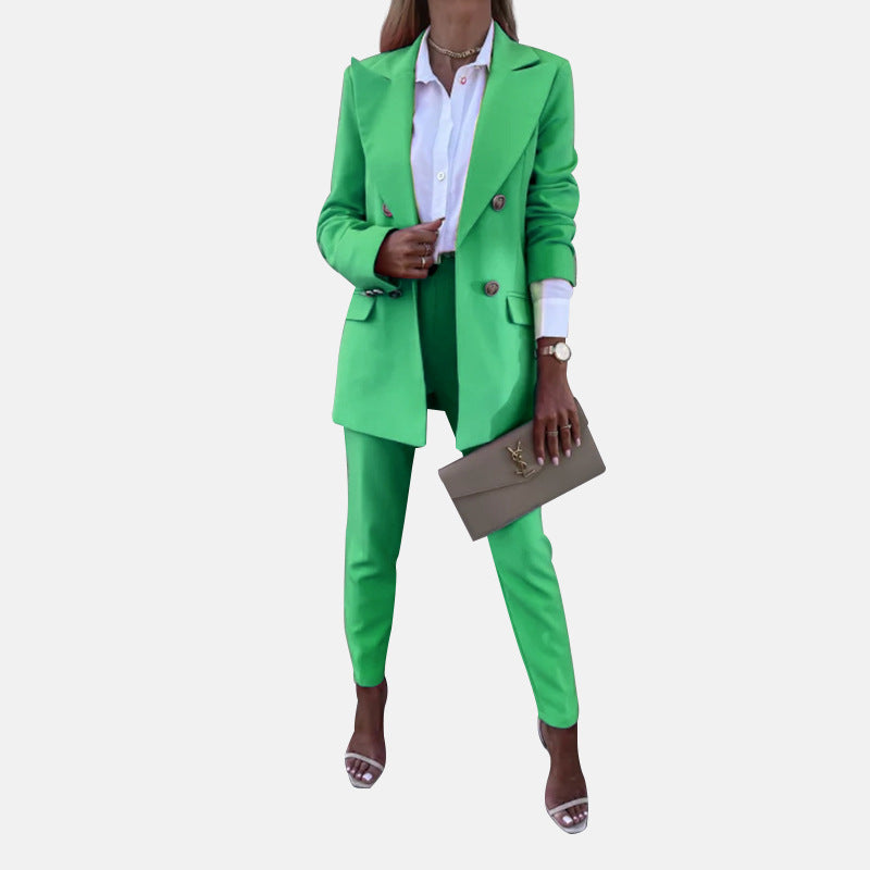 Two Piece Suit With Solid Color Temperament -