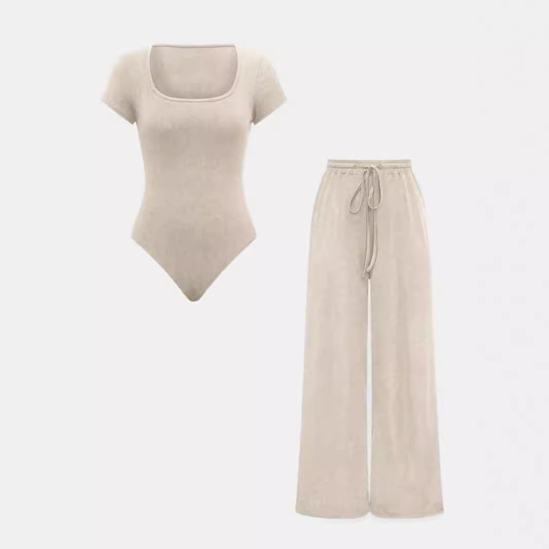Small Sunken Stripe Jumpsuit Fashion Two-piece Set Women's Clothing -