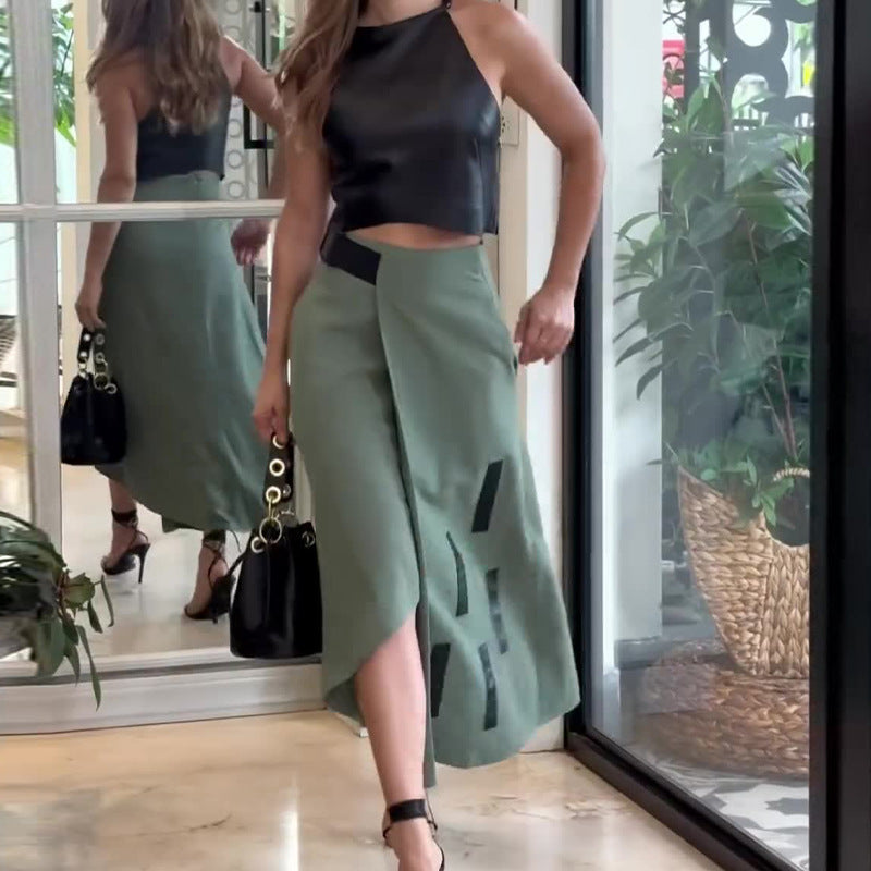 Summer New Fashion Halter Short Dress Fashionable Skirt Two-piece Set -