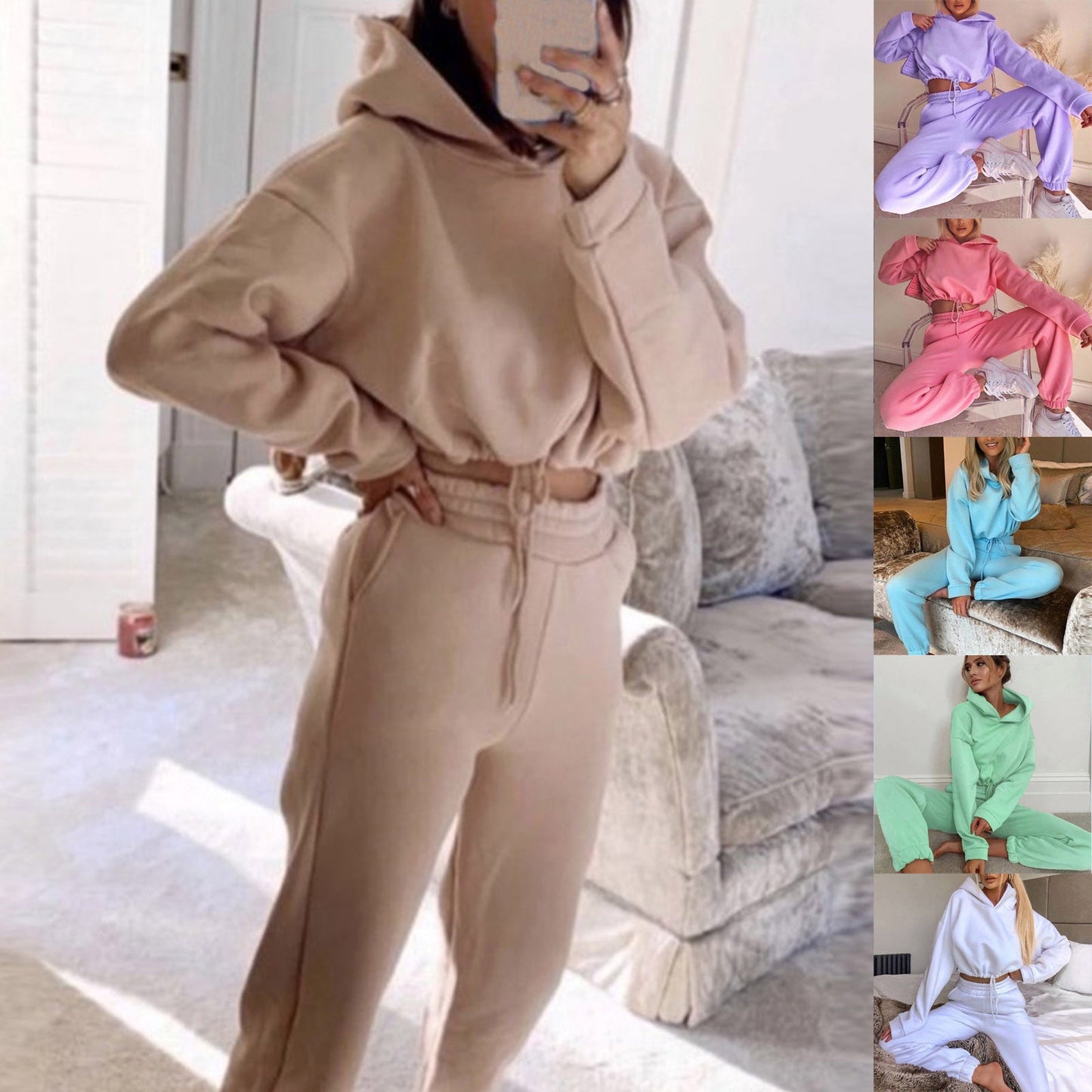 Jogging Suits For Women 2 Piece Sweatsuits Tracksuits Sexy Long Sleeve HoodieCasual Fitness Sportswear -