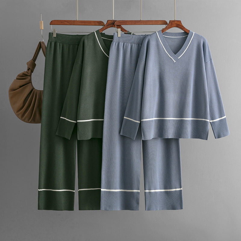 New Loose Casual Sweater Pullover Two-piece Dress Of Knitted Sweater -