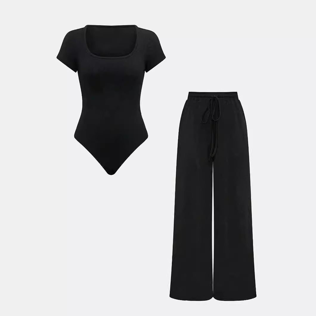 Small Sunken Stripe Jumpsuit Fashion Two-piece Set Women's Clothing -
