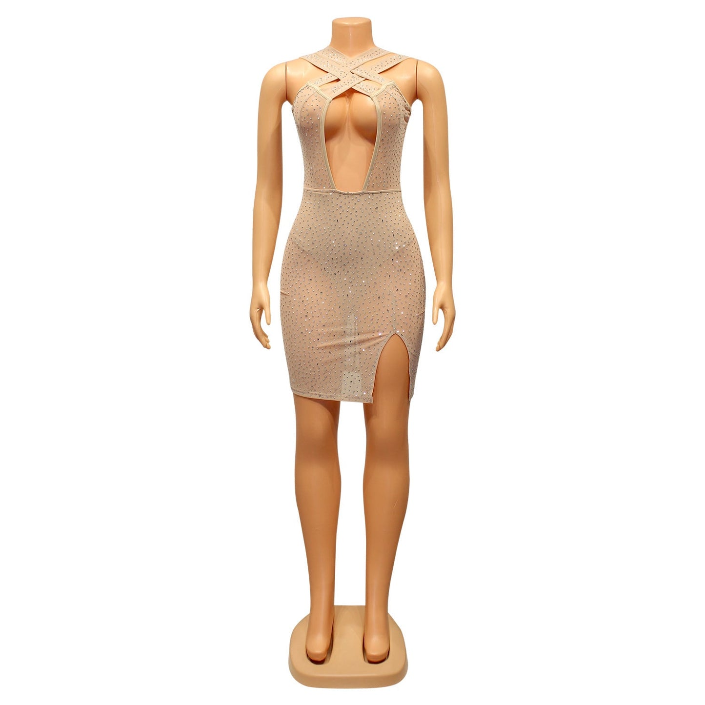 Women's Sexy Mesh Hot Drilling Nightclub Party Dress -