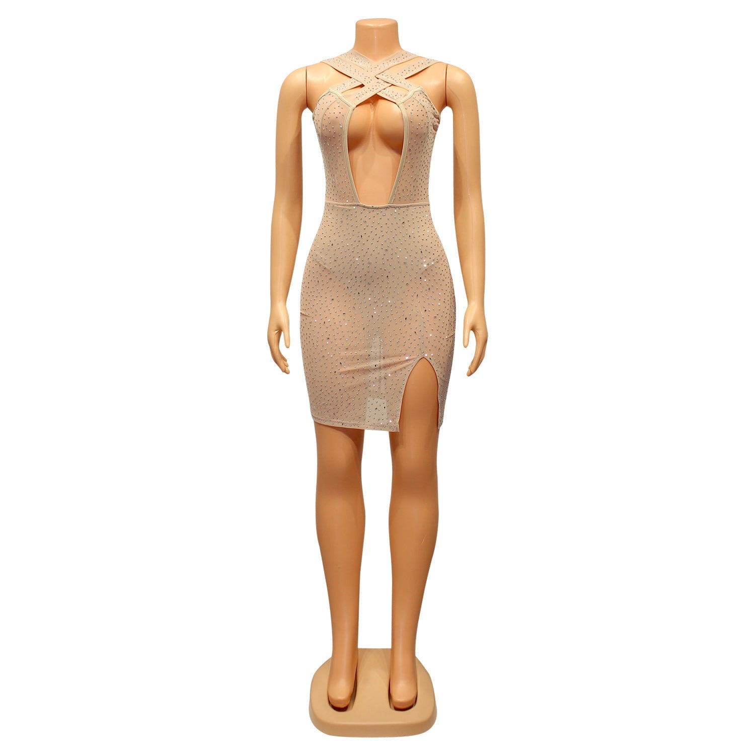 Women's Sexy Mesh Hot Drilling Nightclub Party Dress -