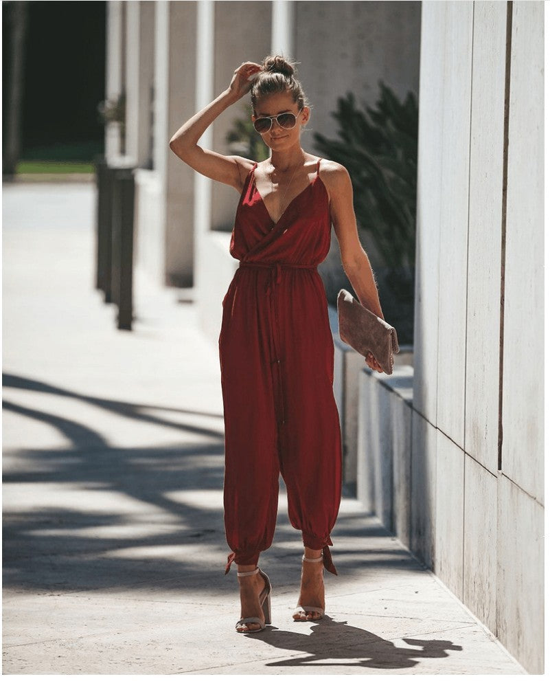 Women's Jumpsuit Flowers Print Spaghetti Strap Romper -