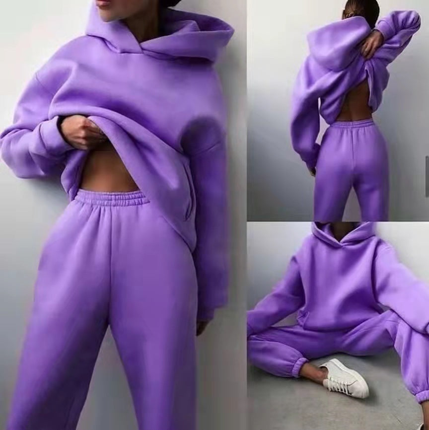 Women's Casual Hooded Sweater Two-piece Suit Clothes Hoodie Tracksuit JOJO Lingerie
