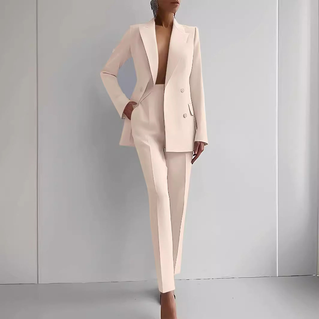 Casual Suits Fashion Long Sleeve Single-breasted Jacket Top And Slim Fit Trousers Women's Business Suits -