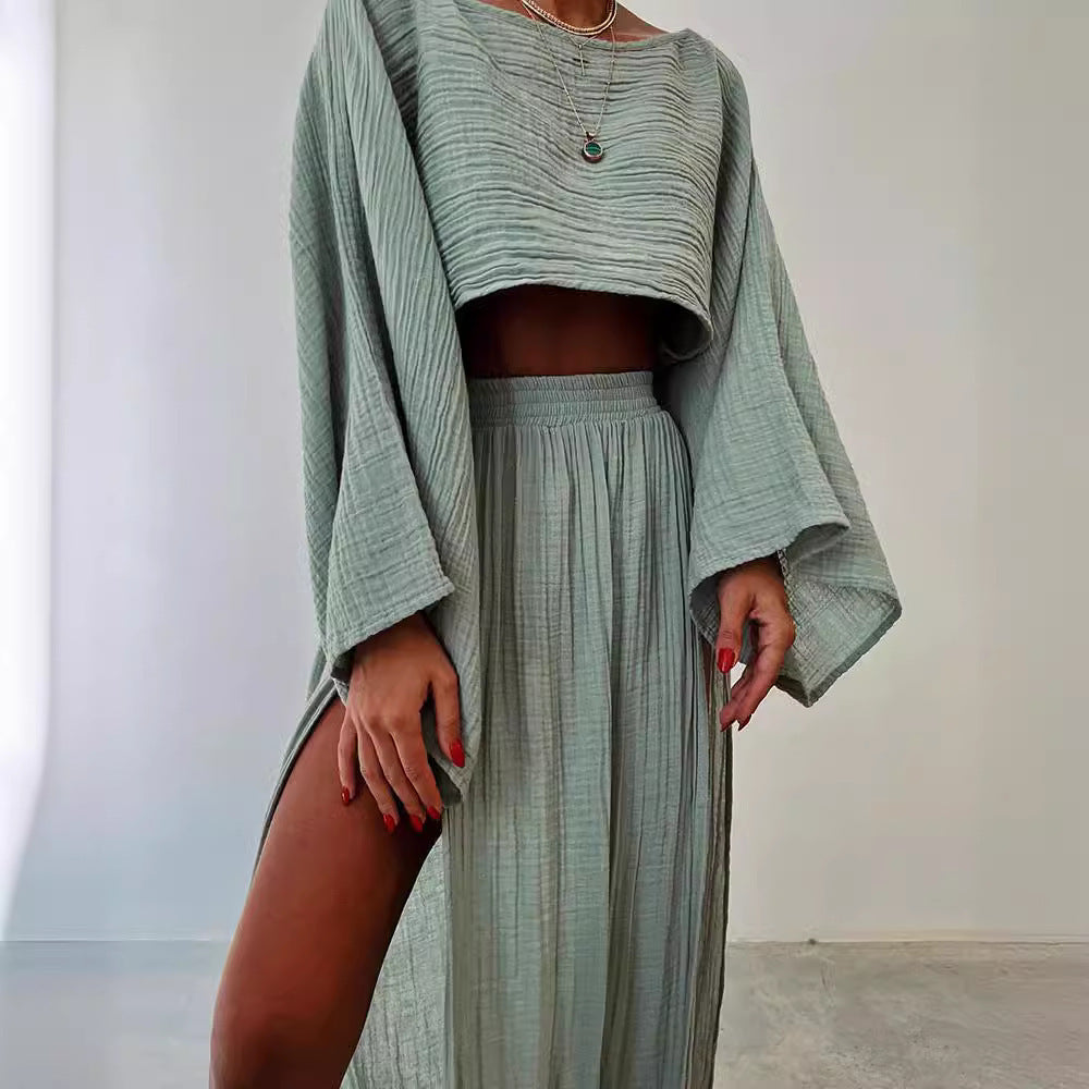 Leisure Vacation Linen Blended Short Cotton And Linen Casual Two-piece Suit -