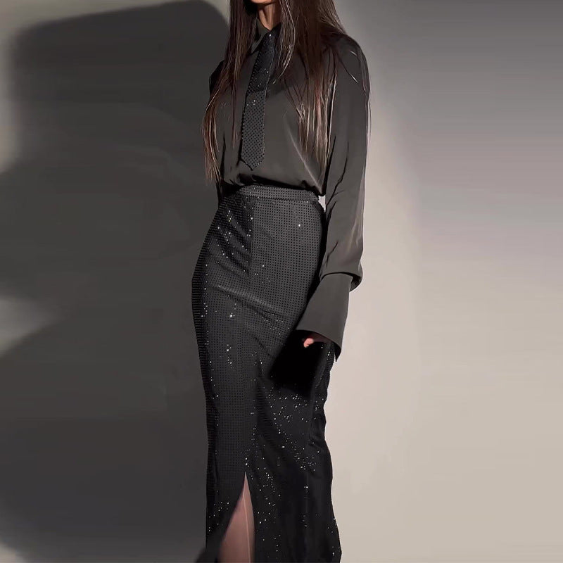 Heavy Industry Hot Diamond Split Wrap Hip Skirt Set -