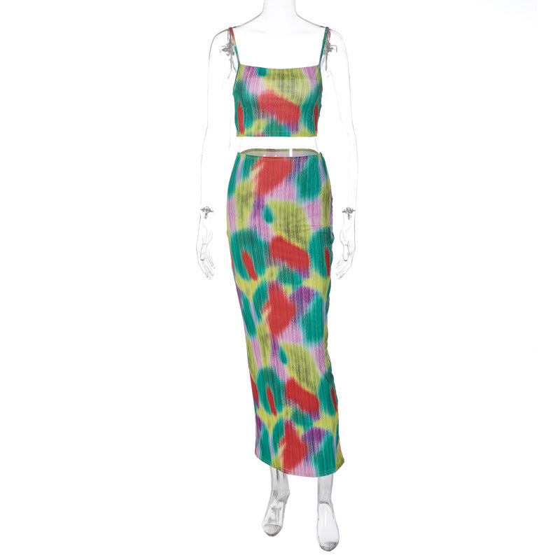 Women's Fashion Printing Bandeau Sling Suit -