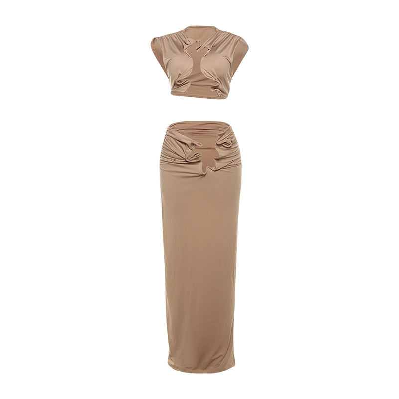 Fashion Trend Hollow-out Navel Sleeveless High Waist Suit -