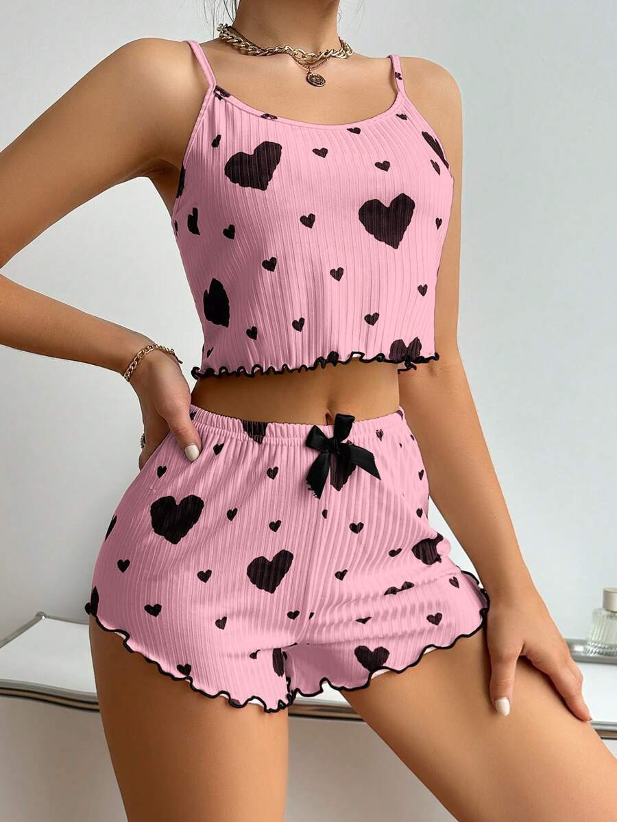 Summer Suspender Elastic Shorts Pajamas Women's Suit -