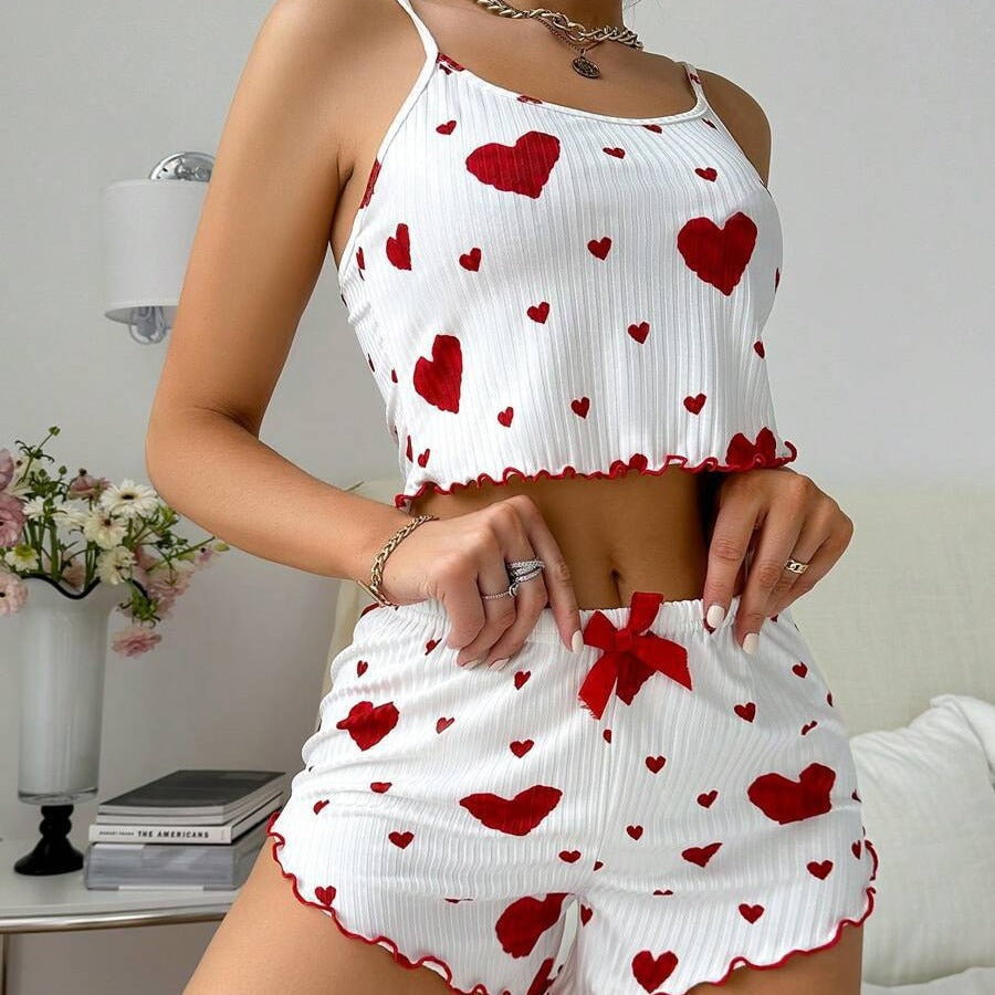Summer Suspender Elastic Shorts Pajamas Women's Suit -