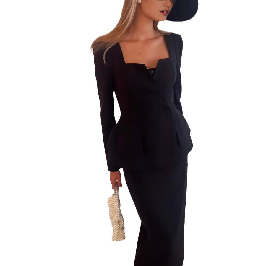 Long Sleeve Commuter Pocket Two-piece INS Casual Women -