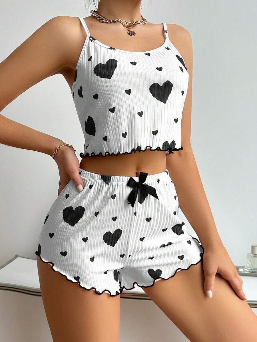Summer Suspender Elastic Shorts Pajamas Women's Suit -