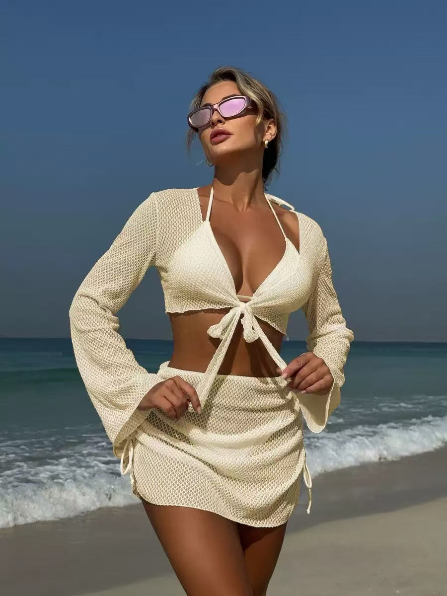 Pure Desire Blouse Split Banded Bikini Suit -
