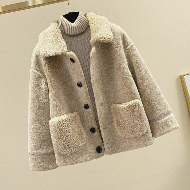 Lamb Wool Fur Sweater Casual Pants Three Piece Set Fashion Suit Women -