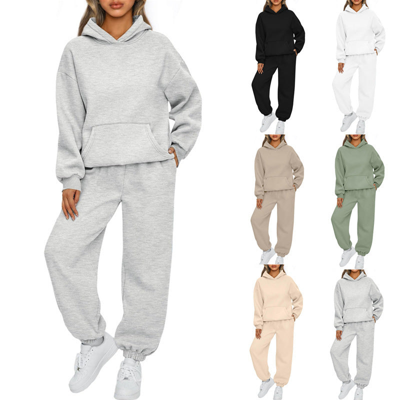 Women's Two-piece Casual Hoodie Sportswear Trousers Suit -