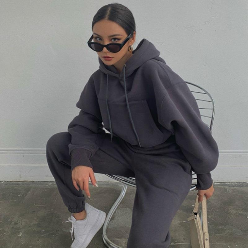 New Style Autumn And Winter Women's New Casual Hoodie Coat Sports Suit -