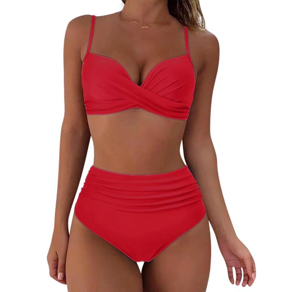 Printed Two-piece Push-up Bikini High Waist Swimsuit -