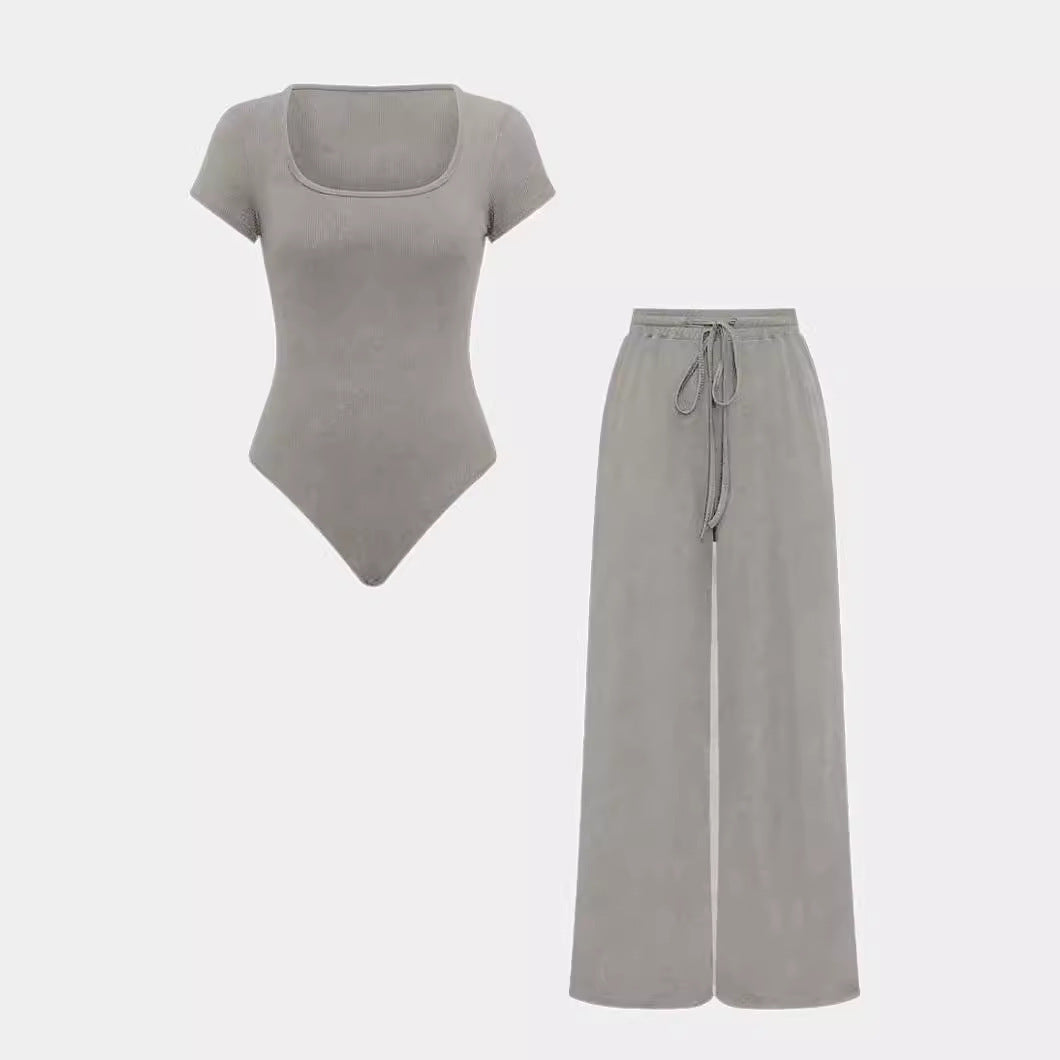 Small Sunken Stripe Jumpsuit Fashion Two-piece Set Women's Clothing -