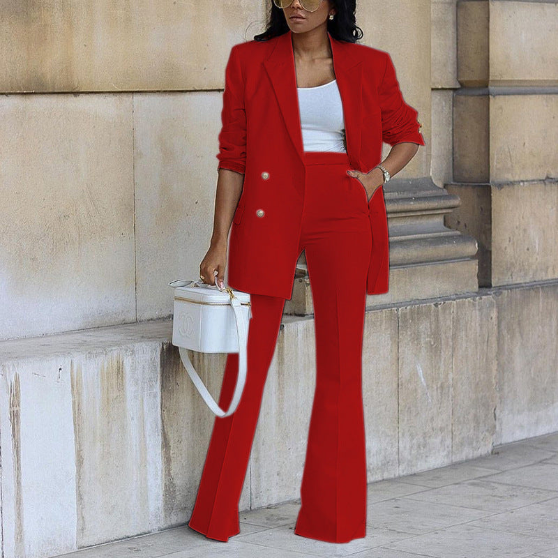 Casual Fashion Suit Wide Leg Pants Two Piece -