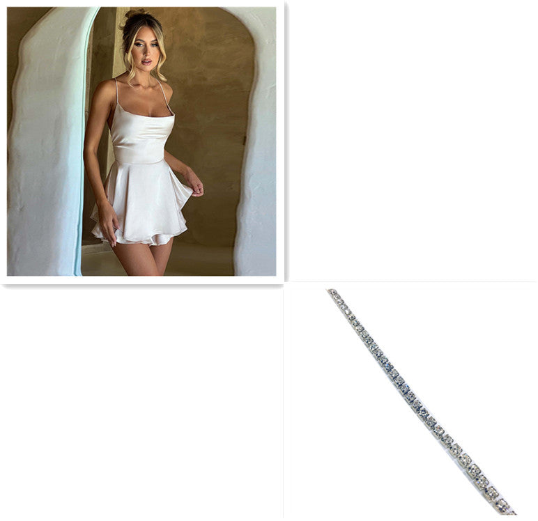 Rochiă Suspenderi Spate Crăpat - Satiny Senzuală, Party & Evenimente -