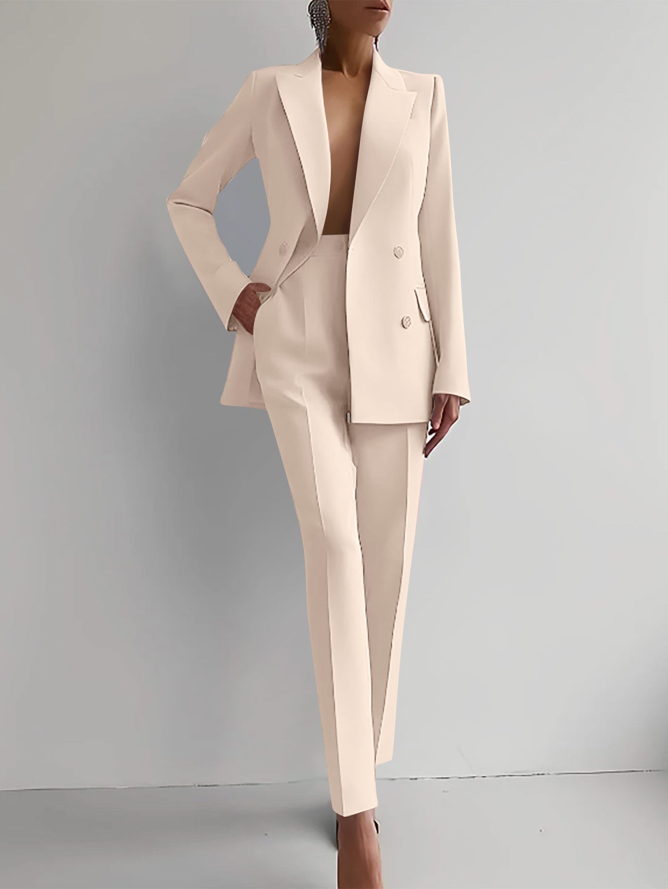 Casual Suits Fashion Long Sleeve Single-breasted Jacket Top And Slim Fit Trousers Women's Business Suits -