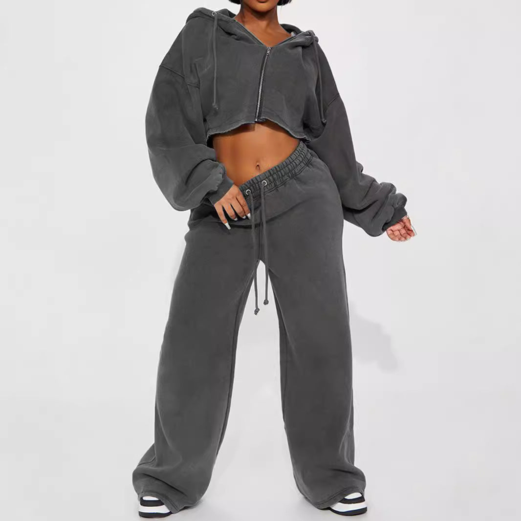 Costum Relax Cardigan Glugă - Pantaloni Oversized -