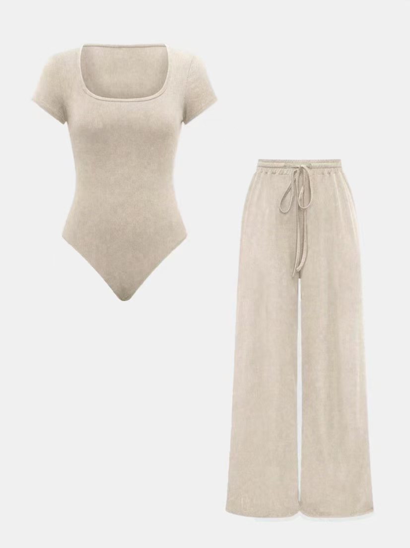 Set 2 Piese - Jumpsuit Dungi Îngropate & Piesă Coordonată -