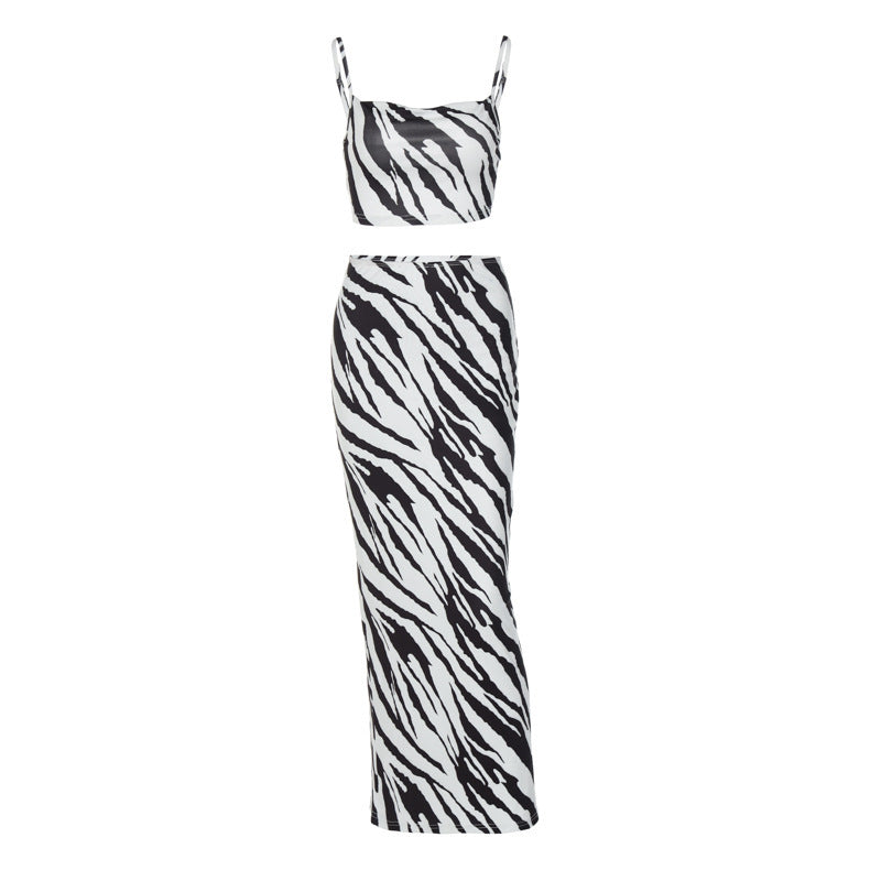 Women's Fashion Printing Bandeau Sling Suit -