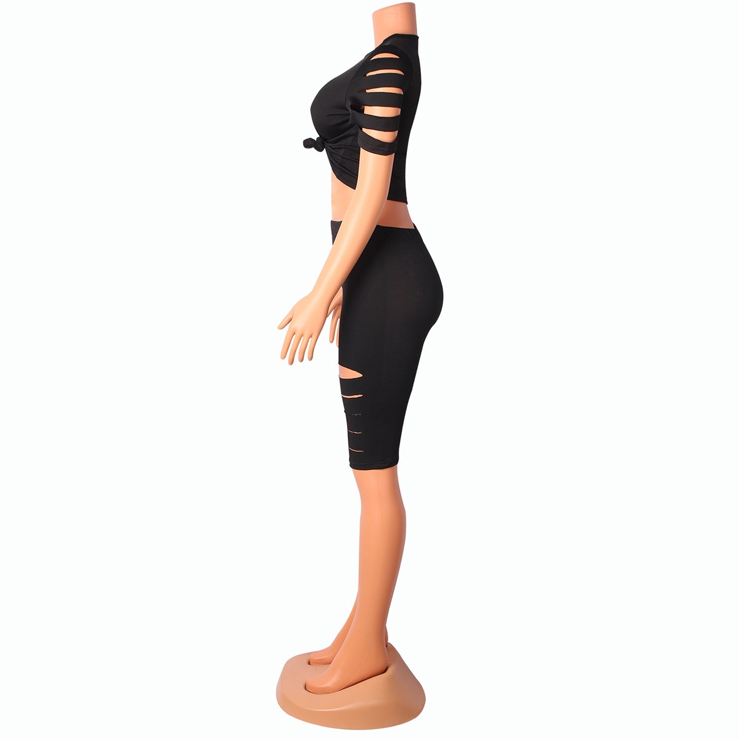 Fashion Casual Sports Suit Broken Hole Women Clothing -