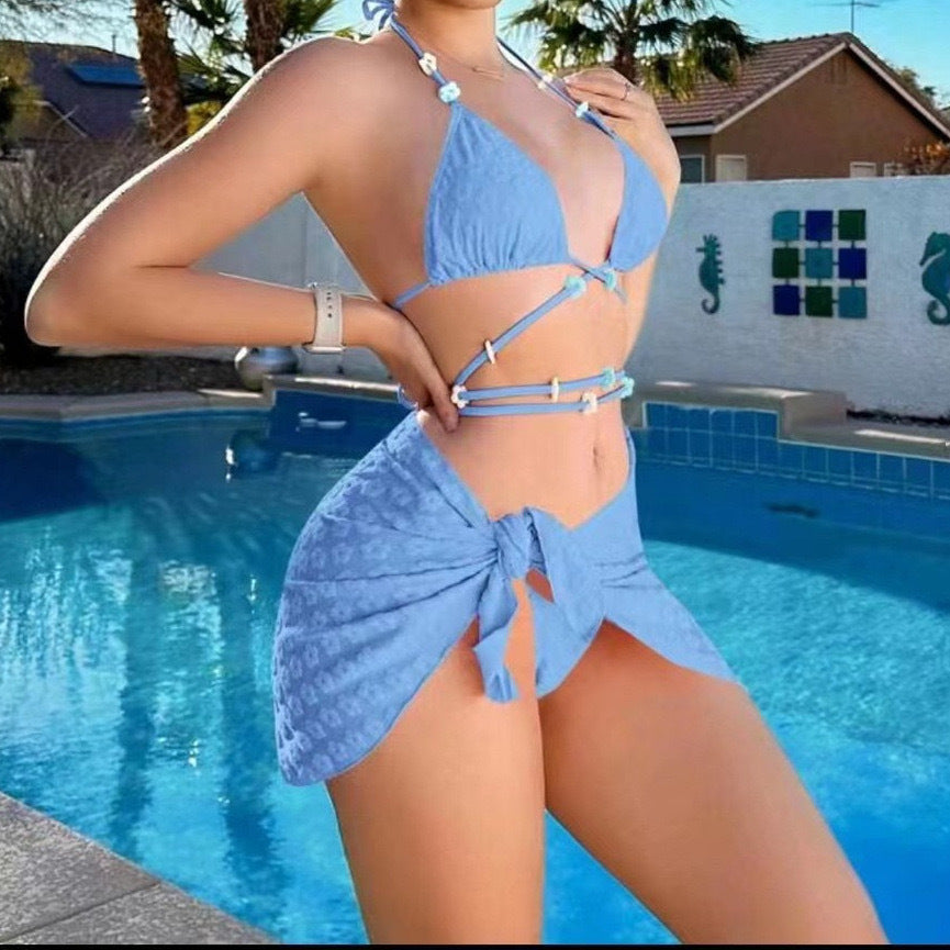 Fashion Ladies Three-piece Set Strap Split Swimsuit -