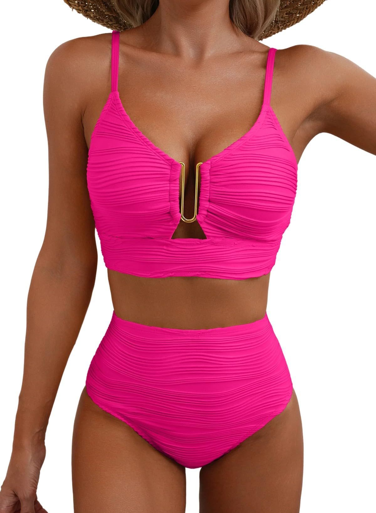 Bikini V-neck Hollow Swimsuit High Waist Women -