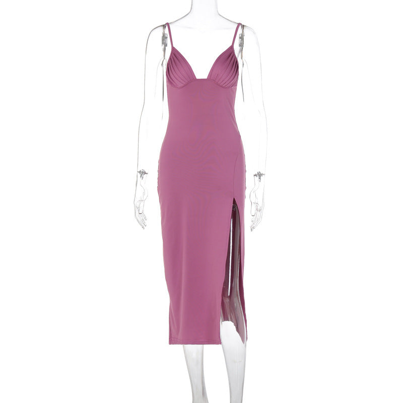 Rochie Bodycon de Seară - Bretele Spaghetti, Decolteu V Adânc -