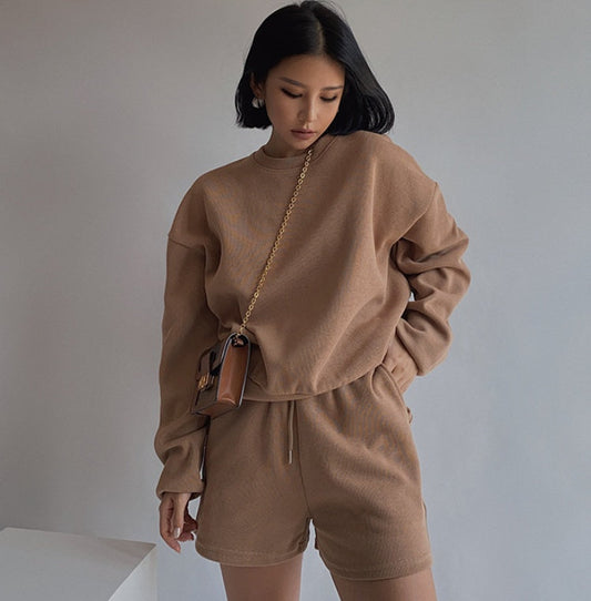 Long Sleeve Solid Color Urban Casual Suit -