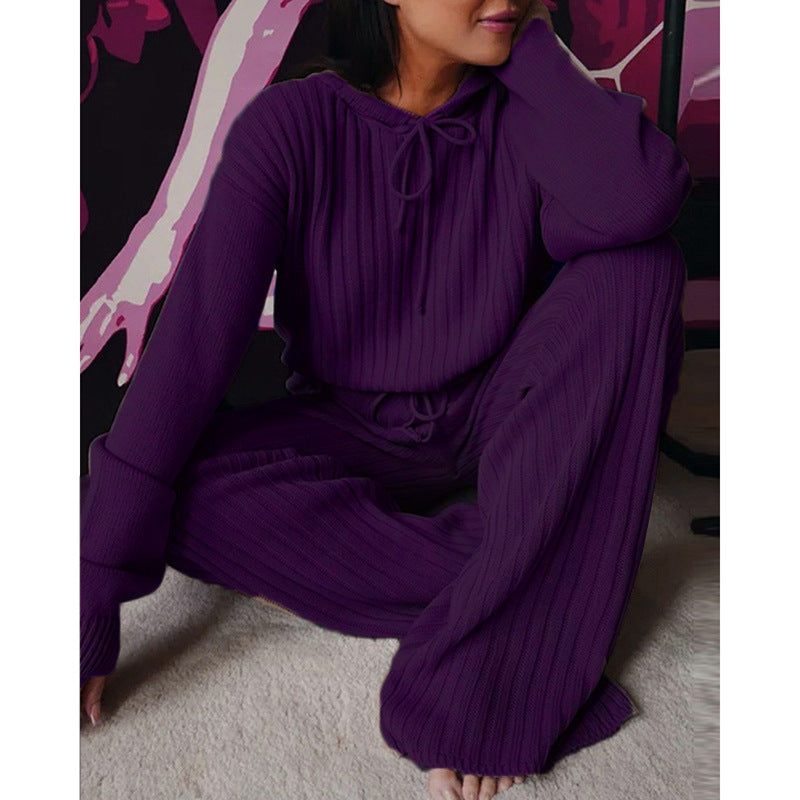 Women's long sleeve loose hooded casual suit -