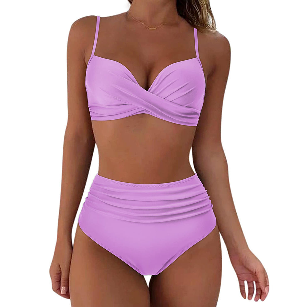 Printed Two-piece Push-up Bikini High Waist Swimsuit -