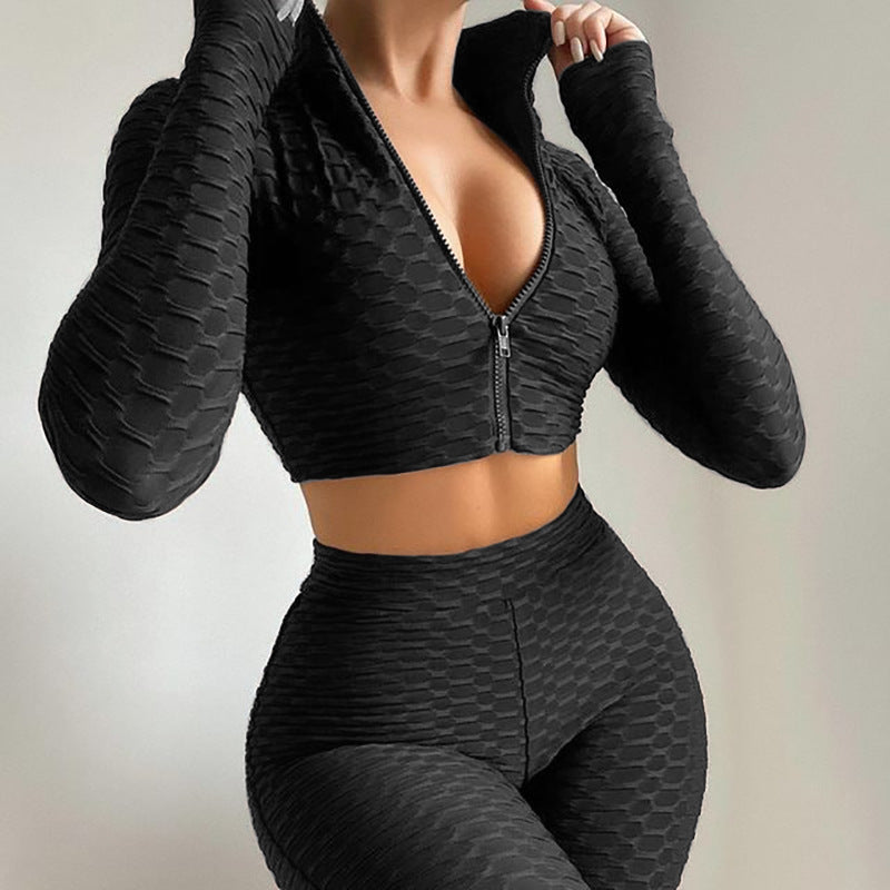 Women's Tracksuit Yoga Fitness Suit Activewear Set Tummy Control Butt Lift Long Sleeve Sport Clothing -