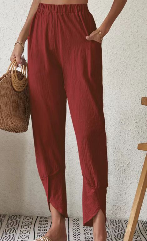 Solid Color Casual Jogger Pants Loose Pockets Diablement Fort Skinny Pants -