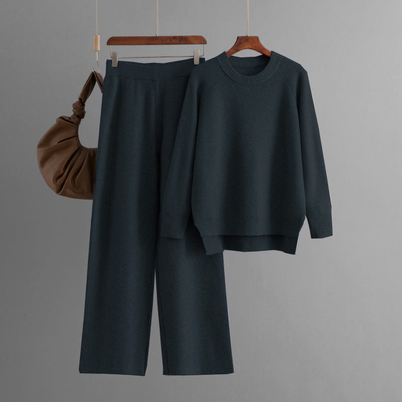 Loose Knitted Long Sleeves Two-piece Set For Women -