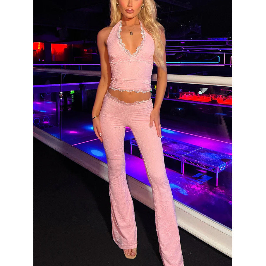 Women's Lace Athletic Clothing Blouse And Pants -
