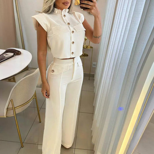 Striped Stitching Single-breasted Women's Suit -