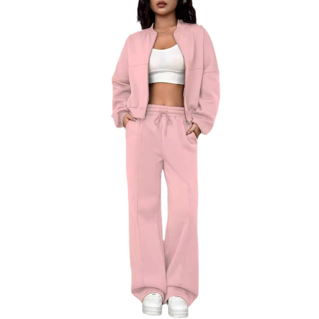 Zipper Slim Fit Elastic Two-piece Suit For Women -
